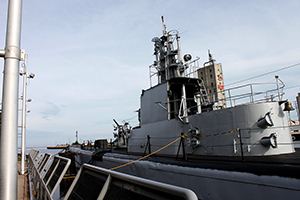 A submarine moored on the Manitowoc River